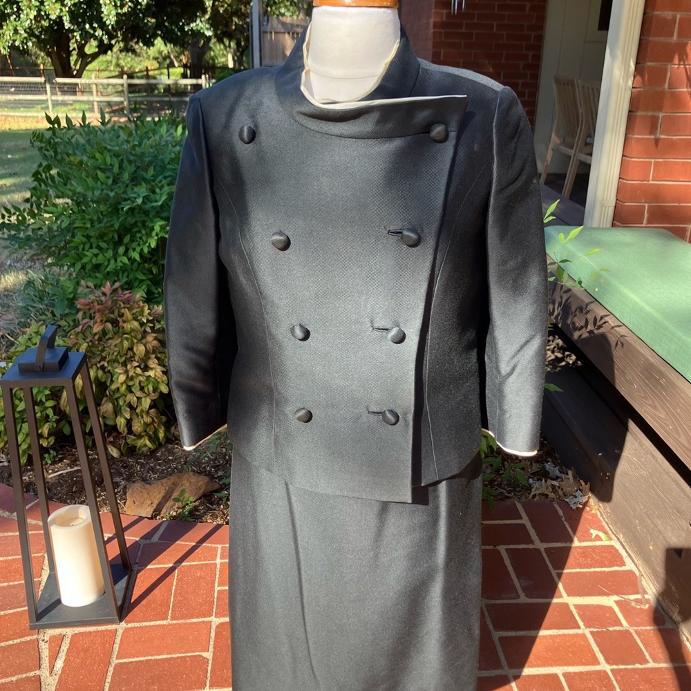 Vintage Navy with White Trim Double-Breasted Suit Set